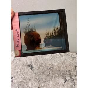 Antique Magic Glass Lantern Slide Percé Rock Quebec, Canada JL